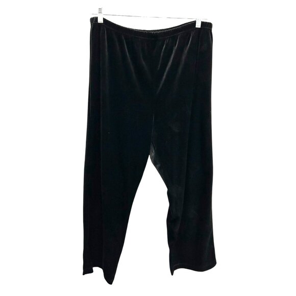 Coldwater Creek Womens Black Velour Pull On Elastic Waist Pants Sz 1X - Picture 1 of 8